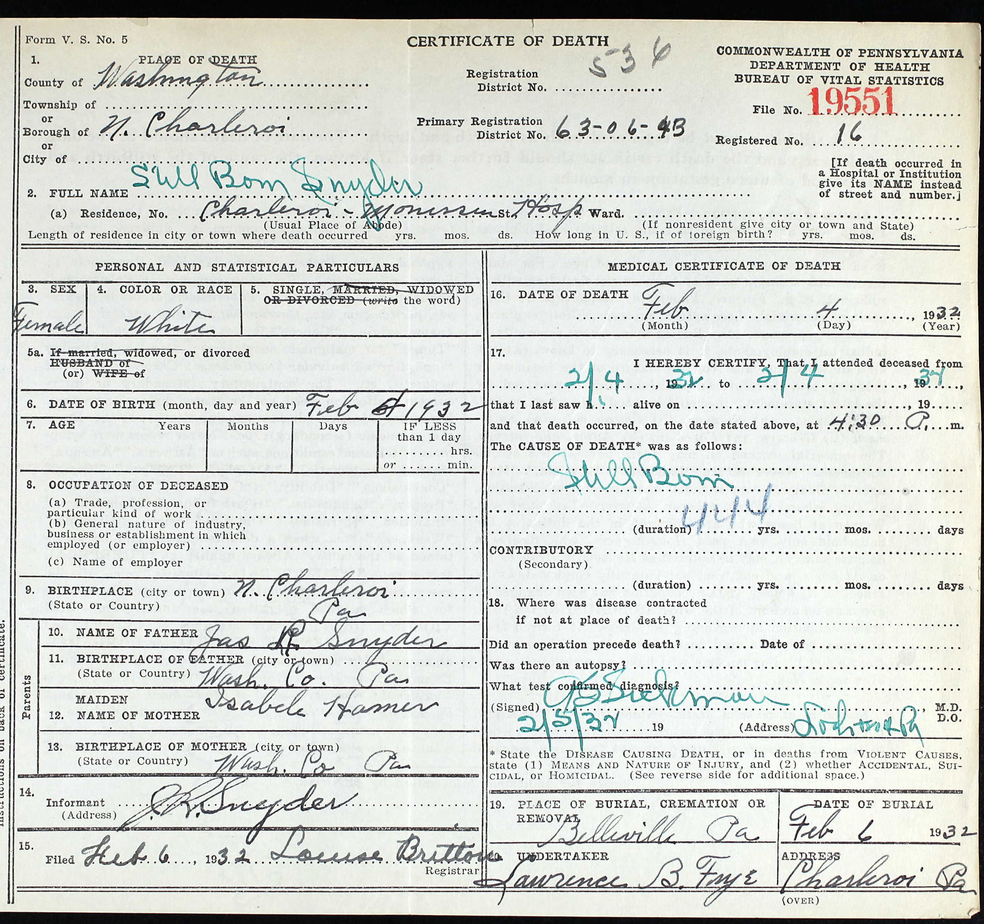 death certificate